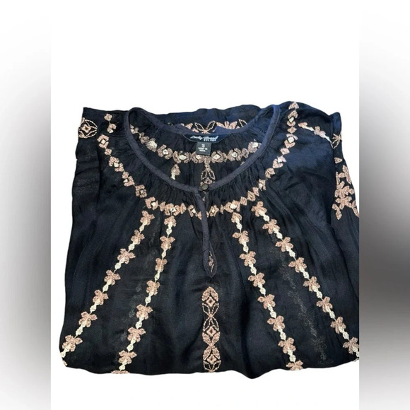 Lucky brand  embroidered bohemian peasant long sleeve Blouse - Picture 2 of 5